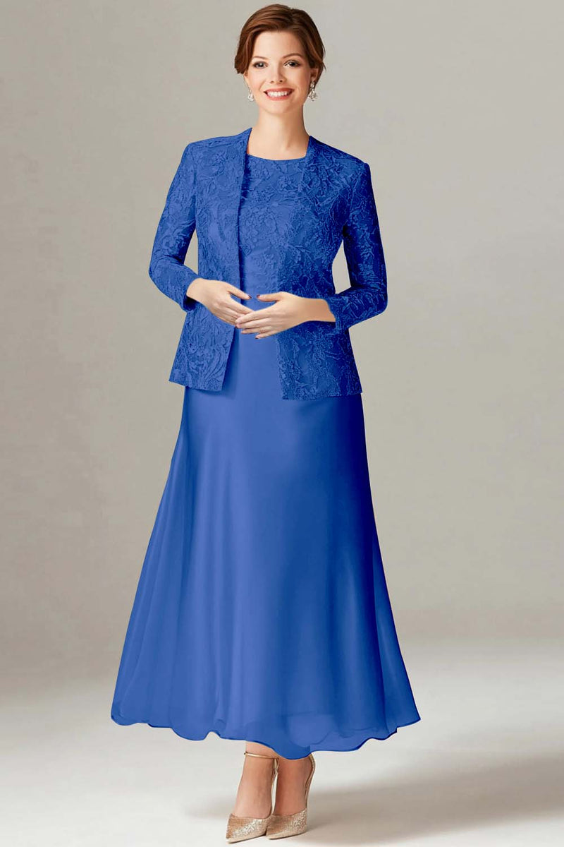 Laden Sie das Bild in den Galerie-Viewer, A-Linie Champagner 2-teiliges Brautmutterkleid