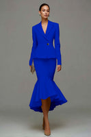 Laden Sie das Bild in den Galerie-Viewer, Meerjungfrau Elfenbein Peak Revers Midi Arbeitskleid