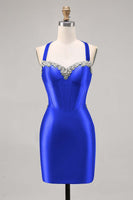 Laden Sie das Bild in den Galerie-Viewer, Korsett Satin Bodycon Dunkelgrünes Cocktailkleid