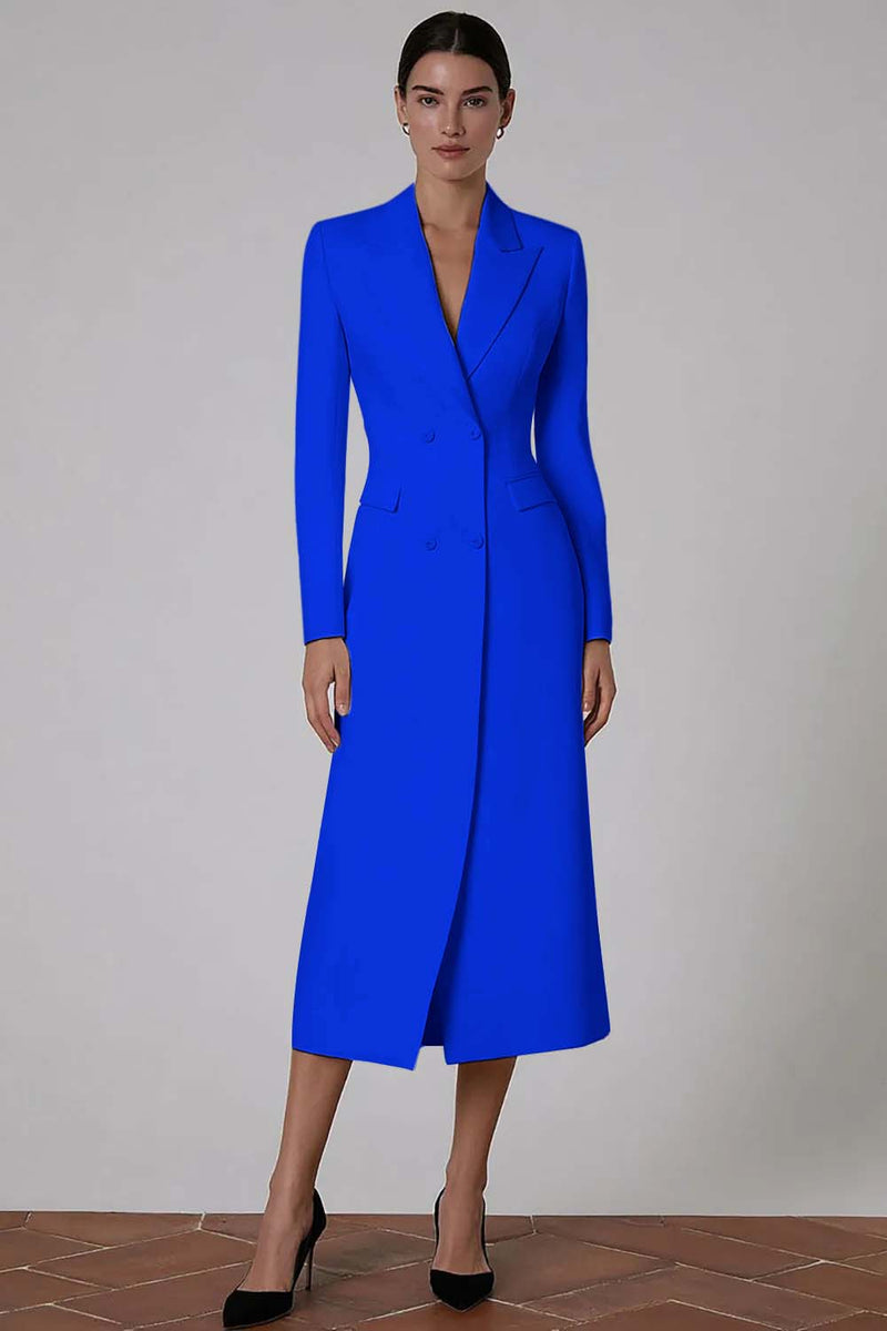 Laden Sie das Bild in den Galerie-Viewer, Elfenbein Peak Revers Doppelreihiges Blazerkleid