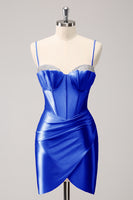 Laden Sie das Bild in den Galerie-Viewer, Stilvolles glitzerndes rosa Spaghettiträger Korsett Enges Abiballkleid mit Perlenstickerei