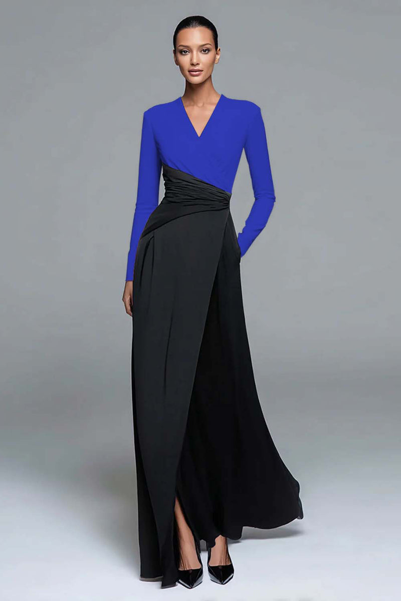 Laden Sie das Bild in den Galerie-Viewer, Schwarz-weißes Formelles Kleid in A-Linie mit V-Ausschnitt