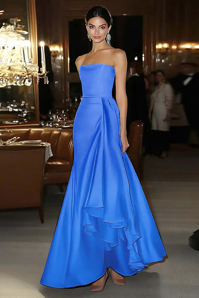 Laden Sie das Bild in den Galerie-Viewer, Etui Rosa Satin Trägerloses Galakleid