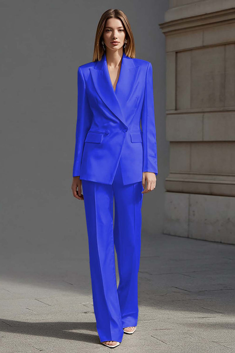 Laden Sie das Bild in den Galerie-Viewer, Elfenbein 2-teilige Business Anzüge aus Satin mit Spitzrevers