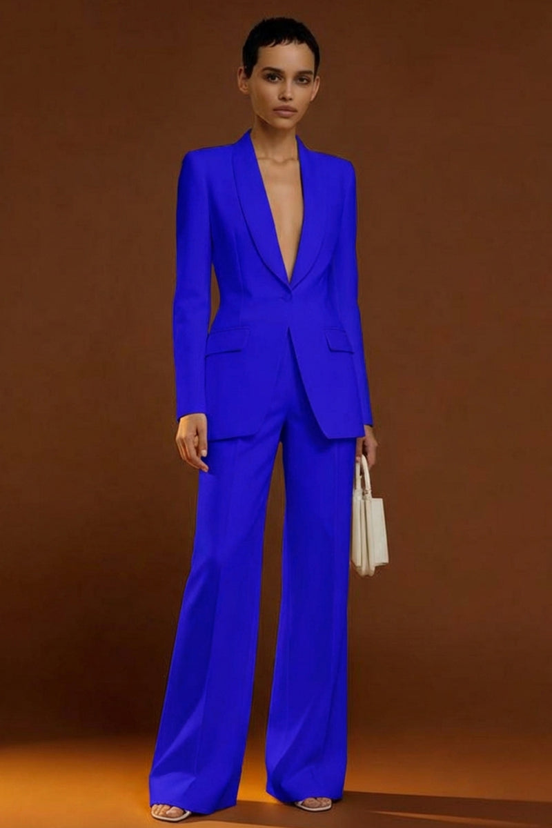 Laden Sie das Bild in den Galerie-Viewer, Elfenbein Schal Revers Zweiteilige Einreihige Damen Arbeitsanzüge