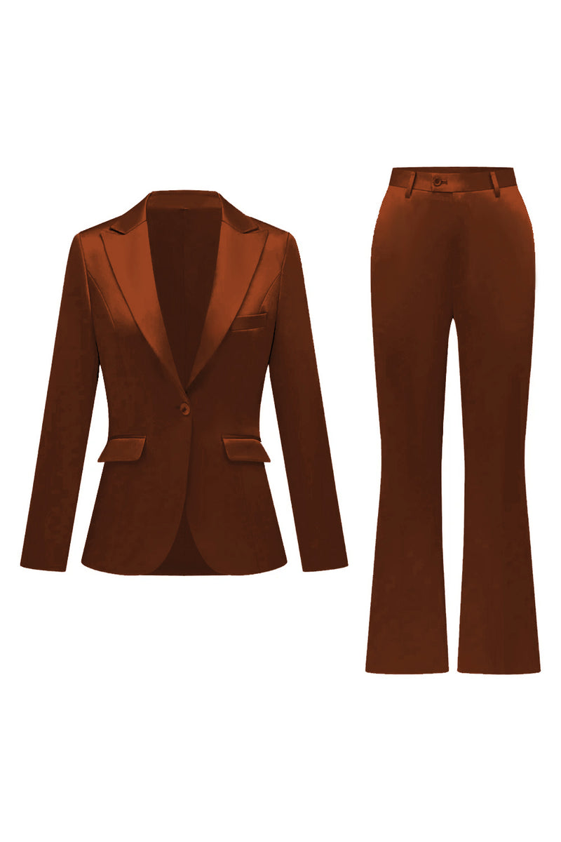 Laden Sie das Bild in den Galerie-Viewer, Grau Rosa Peak Revers Satin Slim Fit Damen Anzüge