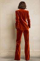 Laden Sie das Bild in den Galerie-Viewer, Samt 2-teilige Einreihige Damenanzüge mit pflaumenfarbenem Spitzrevers