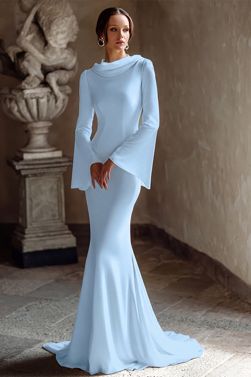 Laden Sie das Bild in den Galerie-Viewer, Elfenbein Meerjungfrauen Brautkleid mit Wasserfallausschnitt