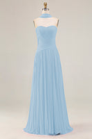 Laden Sie das Bild in den Galerie-Viewer, Fuchsia Herzausschnitt A-Linie Plissiertes Langes ABallkleid mit Schärpe