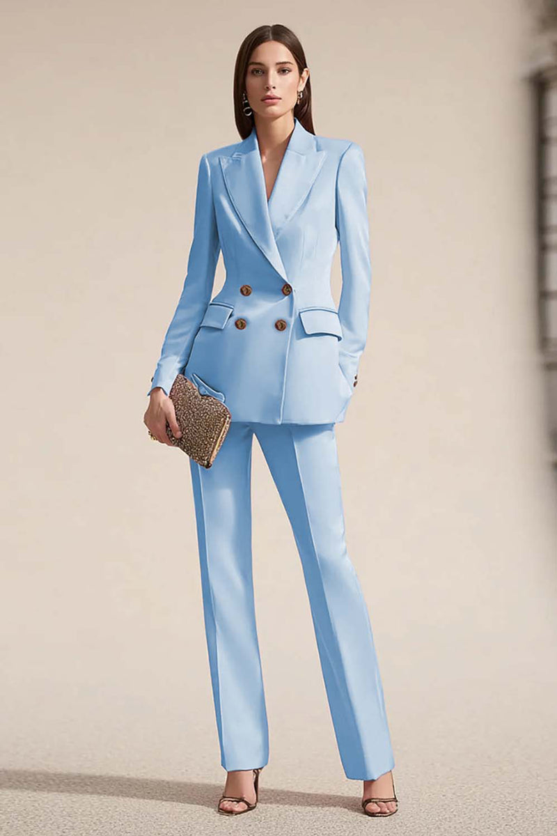 Laden Sie das Bild in den Galerie-Viewer, Rosa 2-teilige Business Anzüge aus Satin mit Spitzrevers