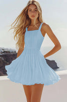 Laden Sie das Bild in den Galerie-Viewer, Weißes Kurzes Standesamtkleid in A-Linie mit Falten