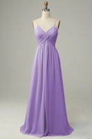 Laden Sie das Bild in den Galerie-Viewer, Spaghettiträger Ärmelloses Himmelblaues Brautjungfernkleid