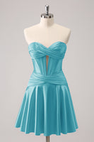 Laden Sie das Bild in den Galerie-Viewer, Fuchsia A-Linie Korsett Kurzes Abiballkleid