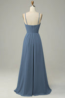 Laden Sie das Bild in den Galerie-Viewer, Spaghettiträger Ärmelloses Eukalyptus Brautjungfernkleid