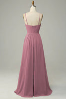 Laden Sie das Bild in den Galerie-Viewer, Spaghettiträger Ärmelloses Himmelblaues Brautjungfernkleid