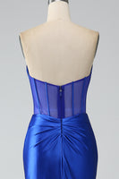 Laden Sie das Bild in den Galerie-Viewer, Meerjungfrau-Linie Geradem Ausschnitt Trägerloses Ballkleid Königsblaues