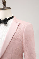 Laden Sie das Bild in den Galerie-Viewer, Dunkelblauer 3-teiliger Jacquard Anzug mit einem Knopf und einem Knopf für Herren