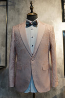 Laden Sie das Bild in den Galerie-Viewer, Peak Revers schwarzer Jacquard-Anzug für Herren