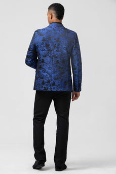 Königsblaue 2-teilige Jacquard Anzüge aus Jacquard mit Spitzenrevers für Herren