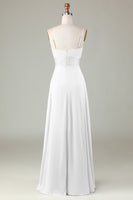 Laden Sie das Bild in den Galerie-Viewer, Spaghettiträger Schlüsselloch A Linie Grünes Brautjungfernkleid mit Schlitz