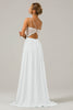 Laden Sie das Bild in den Galerie-Viewer, Weißes Boho Chiffon Langes Kleid mit offenem Rücken und Spitze