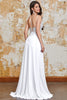 Laden Sie das Bild in den Galerie-Viewer, Weißes langes Brautkleid in A-Linie mit Schlitz