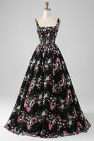 Laden Sie das Bild in den Galerie-Viewer, Charmantes A-Linie Korsett Ballkleid mit quadratischem Ausschnitt und Applikationen