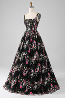 Laden Sie das Bild in den Galerie-Viewer, Charmantes A-Linie Korsett Ballkleid mit quadratischem Ausschnitt und Applikationen