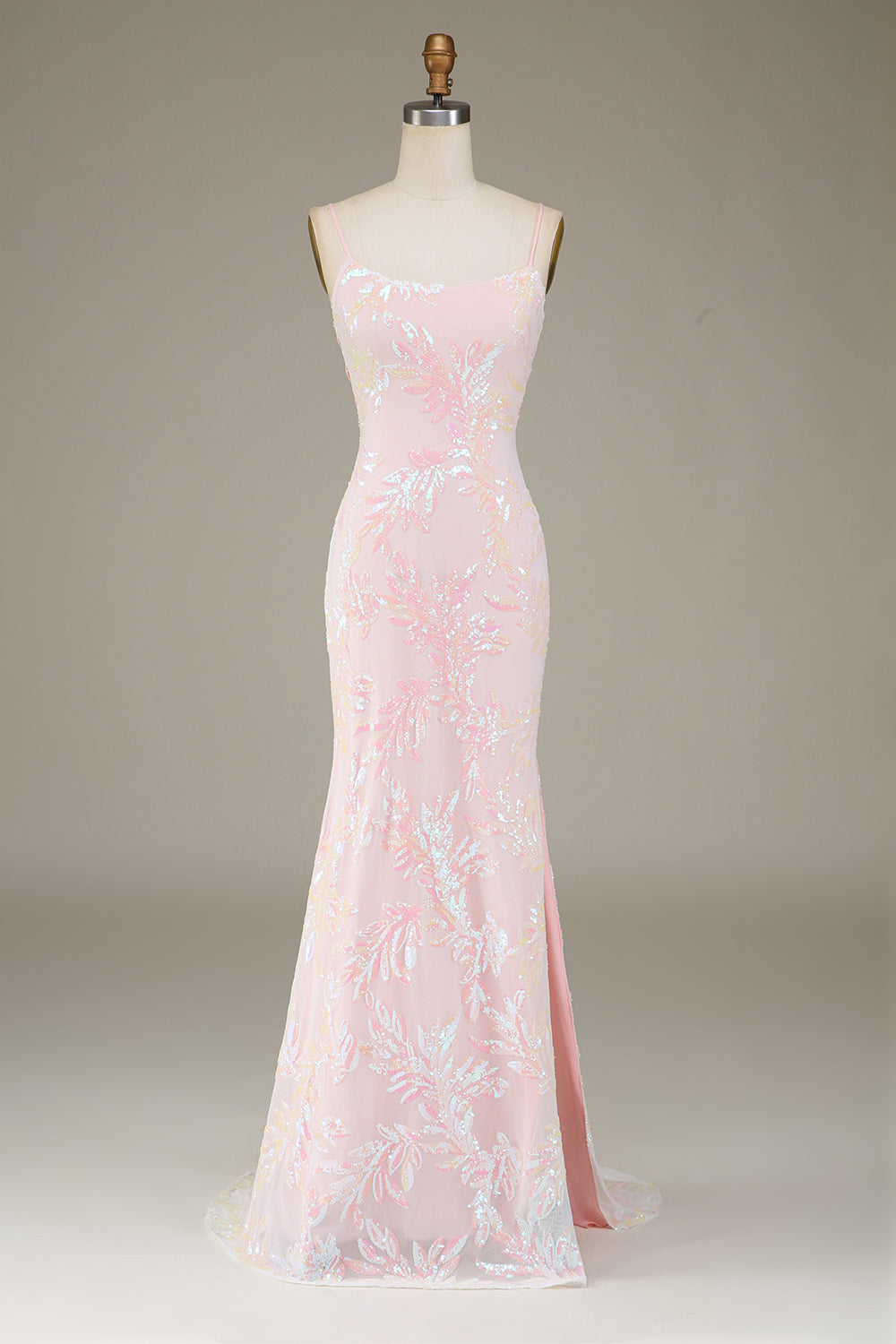 ZAPAKA Damen Funkelndes Rosa Ballkleid mit Schlitz Meerjungfrauen ...