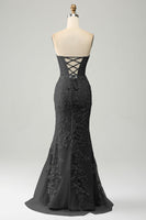 Laden Sie das Bild in den Galerie-Viewer, Hellblaue Meerjungfrau Herzausschnitt Korsett Applikationen Ballkleid mit Seitenschlitz