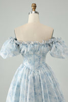 Laden Sie das Bild in den Galerie-Viewer, Hellgrünes A-Linie Kurzes Cocktailkleid mit quadratischem Ausschnitt