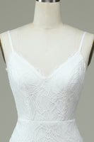 Laden Sie das Bild in den Galerie-Viewer, Elfenbein Meerjungfrauen spitze rückenfreies Brautkleid