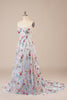 Laden Sie das Bild in den Galerie-Viewer, Tüll trägerlos Pinsel Schleppe Elfenbein langes Brautkleid mit Stickerei