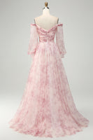 Laden Sie das Bild in den Galerie-Viewer, Blush Blume A-Linie Schulterfreies Ballkleid mit Schlitz