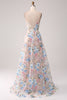 Laden Sie das Bild in den Galerie-Viewer, A-Linie Aprikose Blume Schulterfreies langes Korsett Ballkleid