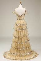 Laden Sie das Bild in den Galerie-Viewer, Schulterfreies lila Korsett Ballkleid mit Schlitz