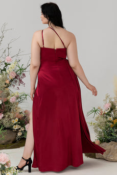 Burgundy Übergröße Brautjungfernkleid mit einer Schulter