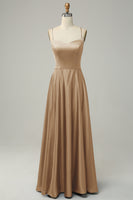 Laden Sie das Bild in den Galerie-Viewer, Altrosa Neckholder A Linie Langes Brautjungfernkleid