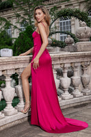 Laden Sie das Bild in den Galerie-Viewer, Burgundy Meerjungfrauen Spaghettiträger Korsett Langes Ballkleid mit Schlitz