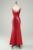 Laden Sie das Bild in den Galerie-Viewer, Grünes Satin Meerjungfrau Langes Brautjungfernkleid mit Wimpernspitze