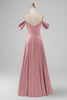 Laden Sie das Bild in den Galerie-Viewer, A-Linie Dunkelgrünes langes Brautjungfernkleid aus Satin