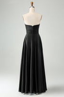 Laden Sie das Bild in den Galerie-Viewer, Dunkelgrünes A-Linie Herzausschnitt Schlüsselloch langes Brautjungfernkleid