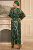 Laden Sie das Bild in den Galerie-Viewer, Funkelndes dunkelgrünes Blumen Pailletten Kleid aus den 1920er Jahren mit Accessoires