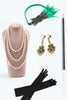Laden Sie das Bild in den Galerie-Viewer, Fransen Grüne Pailletten Ärmelloses Flapper Kleid mit Accessoires Set