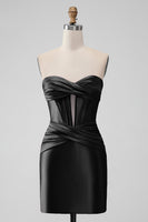 Laden Sie das Bild in den Galerie-Viewer, Stilvolles fuchsia Bodycon Herzausschnitt Korsett Kurzes Abiballkleid aus Satin