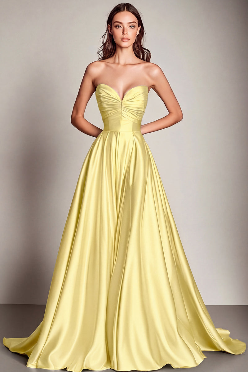 Laden Sie das Bild in den Galerie-Viewer, Marineblaues Herzausschnitt A-Linie Satin Langes Ballkleid