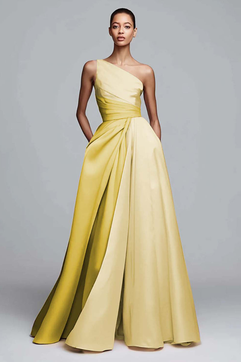 Laden Sie das Bild in den Galerie-Viewer, Einschulteriges Rosa Gerafftes Ballkleid in A-Linie