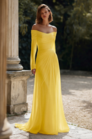 Laden Sie das Bild in den Galerie-Viewer, Elfenbein Schulterfreies Brautkleid mit Rüschen