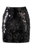 Laden Sie das Bild in den Galerie-Viewer, Glamouröser großer Pailletten-Mini-Rock mit hoher Taille für einen glitzernden Abend für Frauen