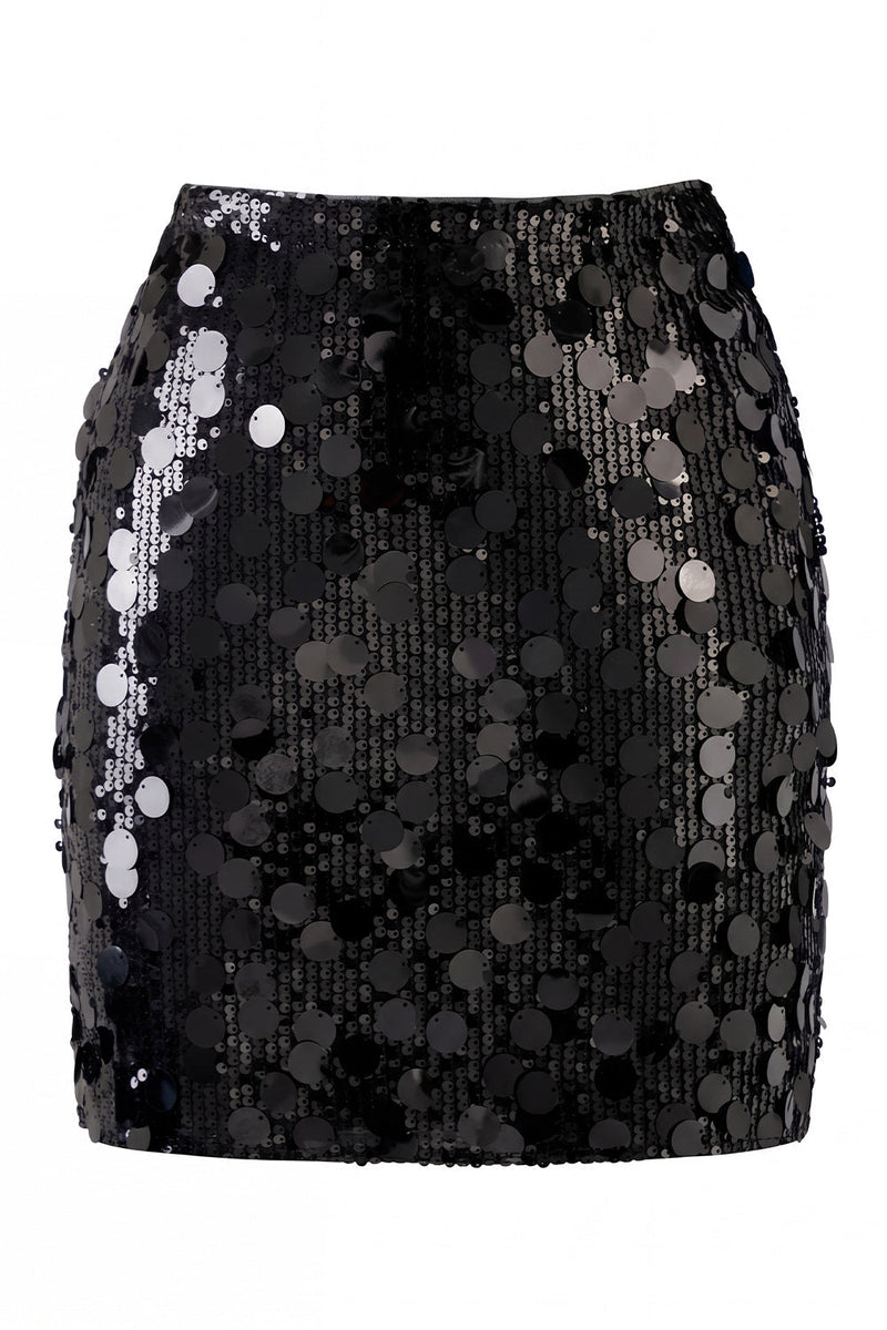 Laden Sie das Bild in den Galerie-Viewer, Glamouröser großer Pailletten-Mini-Rock mit hoher Taille für einen glitzernden Abend für Frauen